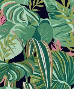 Mind The Gap Memphis To Miami Tropical Foliage Pink Wallpaper