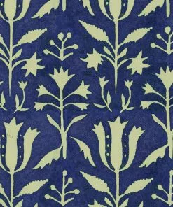 Mind The Gap Folk Couture Tulipan Indigo Wallpaper