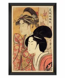 Mind The Gap - Kitagawa Utamaro - Two Beauties Framed Art Indigena