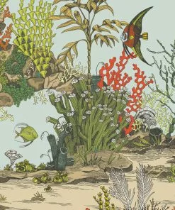 Josephine Munsey Underwater Jungle Wallpaper In Soft Aqua