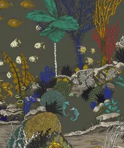 Josephine Munsey Underwater Jungle Wallpaper In Graphite