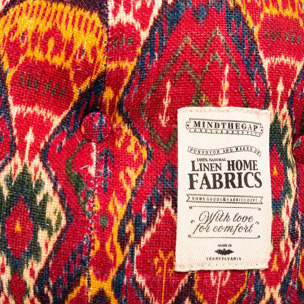 Mind The Gap Indigena Fez Tufted Stool - Uzbek Ikat Linen 5 Mind The Gap Indigena Fez Tufted Stool - Uzbek Ikat Linen