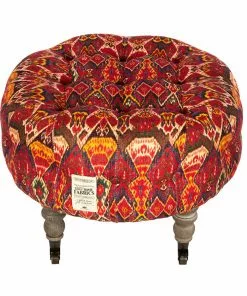 Mind The Gap Indigena Fez Tufted Stool - Uzbek Ikat Linen 11 Mind The Gap Indigena Fez Tufted Stool - Uzbek Ikat Linen