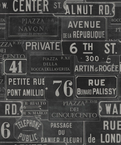 Mind The Gap Vintage Signs Anthracite Wallpaper Les Jardins Royaux