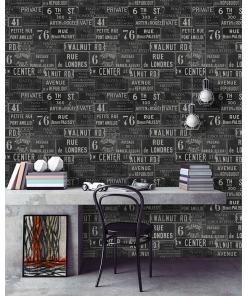 Mind The Gap Les Jardins Royaux Vintage Signs Taupe Wallpaper