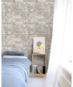 Mind The Gap Vintage Signs Anthracite Wallpaper Les Jardins Royaux 9 Mind The Gap Vintage Signs Anthracite Wallpaper Les Jardins Royaux