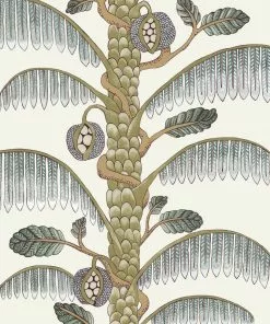 Josephine Munsey Palm Stripe Wallpaper In Clarke White Rose & Thorn