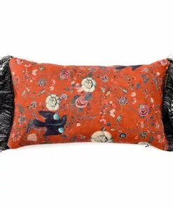 Mind The Gap Blackbird Linen Cushion Small Rose & Thorn