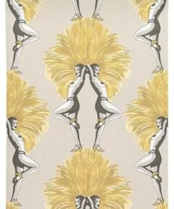 The Graduate Collection Showgirls Wallpaper Mustard & Taupe New